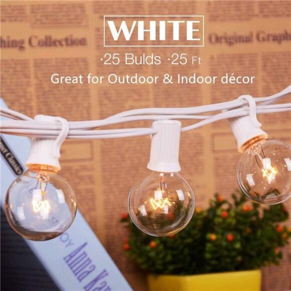 25Ft Globe String Lights, G40 Outdoor String Lights with 27 Clear Edison Bulbs - Picture 4 of 8